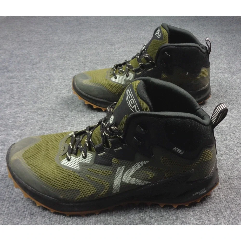Keen Zionic NXT Mid Mens Hiking Shoes 10.5 Waterproof Boots Green Black Tan